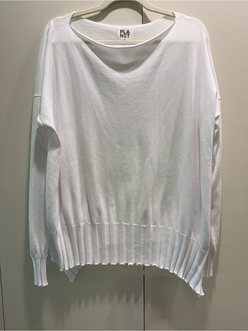 Planet by Lauren G White Lightweight Rib-Hem Women's Sweater